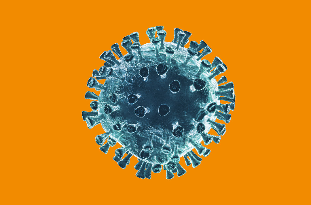 Covid virus on orange background